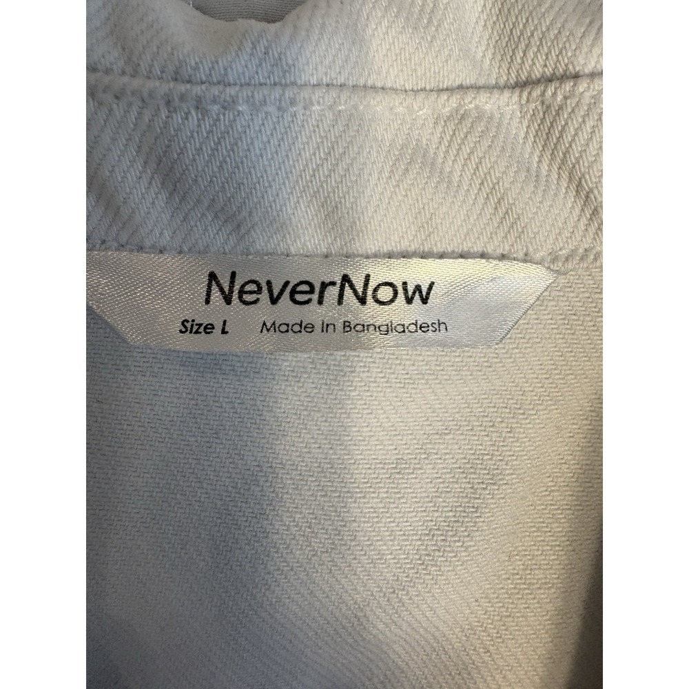 Never Now White Cropped Denim Vest, Large, Pristine - Picture 2 of 7